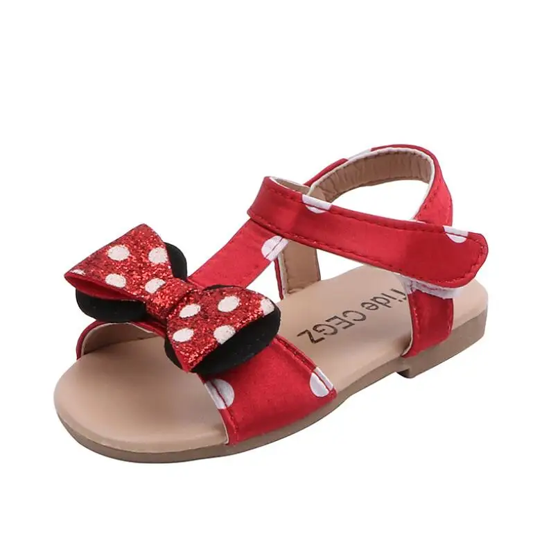 Disney детские сандалии для девочек с мультяшной Минни и бантом нескользящая Мягкая