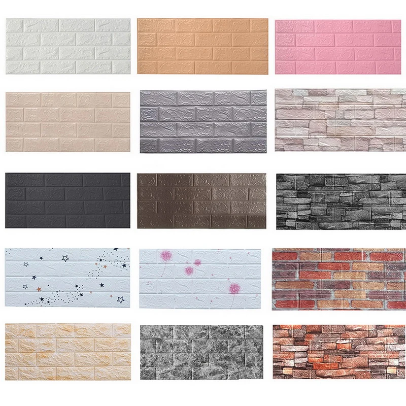 

1Pcs 3D Wall Stickers Self-Adhesive Tile Waterproof Foam Panel Living Room TV Background Protection Baby Wallpaper 35*15*0.4cm