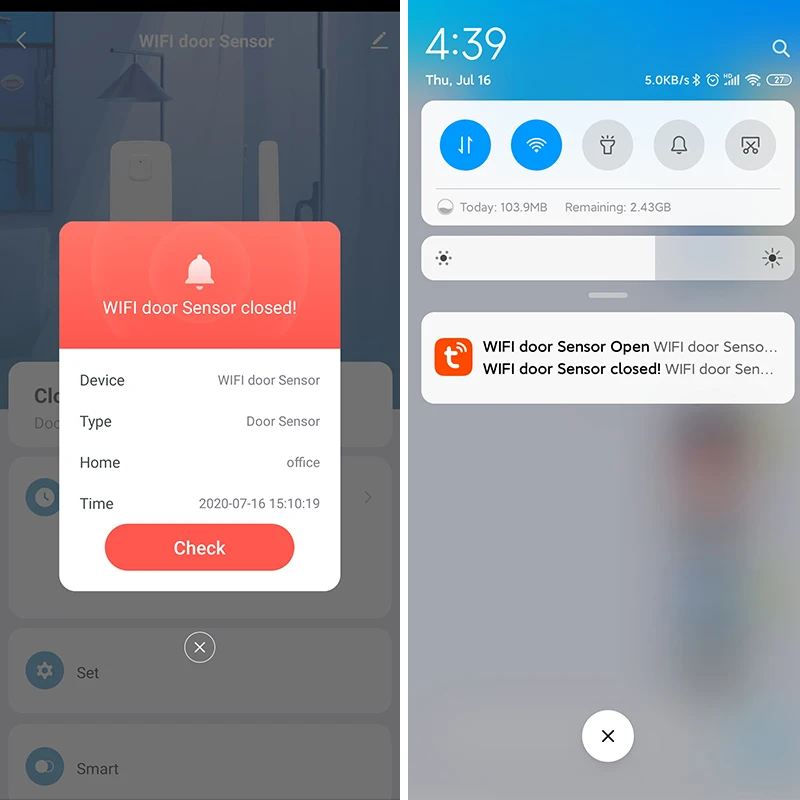 Tuya Smart WiFi Door Sensor Open / Closed Detectors Compatible With Alexa Google Home Life APP use For Security | Безопасность и