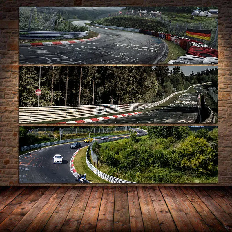 Nurburgring ралли Дорога Спорт автомобиль трек холст искусство стены лесной пейзаж