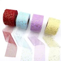 50 Yard Gold Star Tulle Roll Sequin Fabric Diy Craft Baby Shower Wedding Party Decorations Hair Accessories Christmas Docoration
