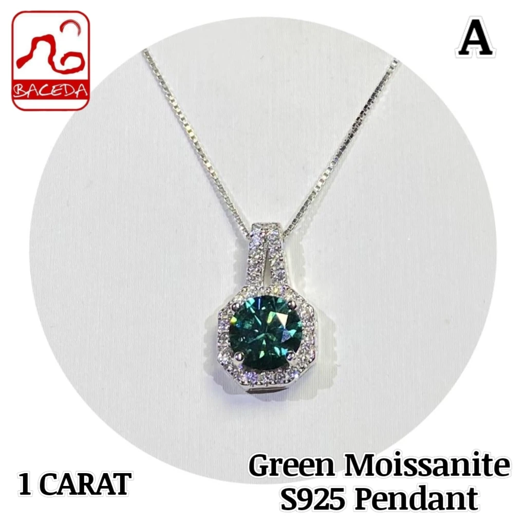 

Baceda Natural Crystals of 1-Carat Green Moissanite Pendant S925 with gift box and LEGIT GRA Certificate for women