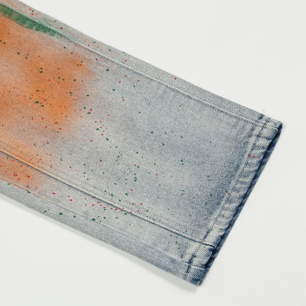 2021 Vouge Inkjet Paint Graffiti Retro Washed Men Hip Hop Baggy Jeans Pants Loose Straight Casual Denim Trousers Gothic Clothes