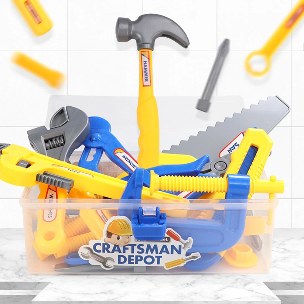 

Puzzle Baby Early Educational Toy Toolbox Kit Screwdriver Wrench Pliers Mini Toys for Role-playing Game Props