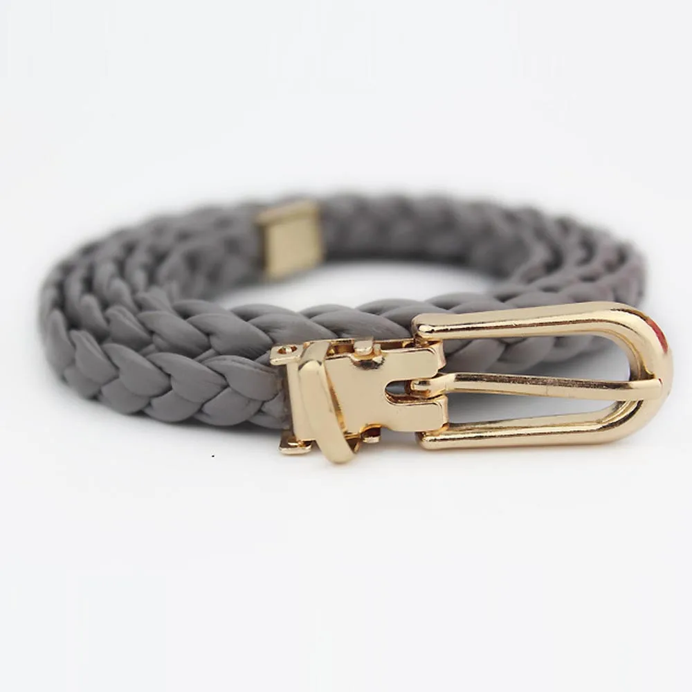 Belt For Women Elegant Fashion Weave Leather Waistband Buckle Soild Color Small Fresh Slender Dress Accessories | Аксессуары для