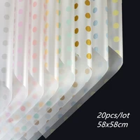 20pcslot plastic waterproof dots flower wrapping paper bouquet packaging material wedding deco 58x58cm