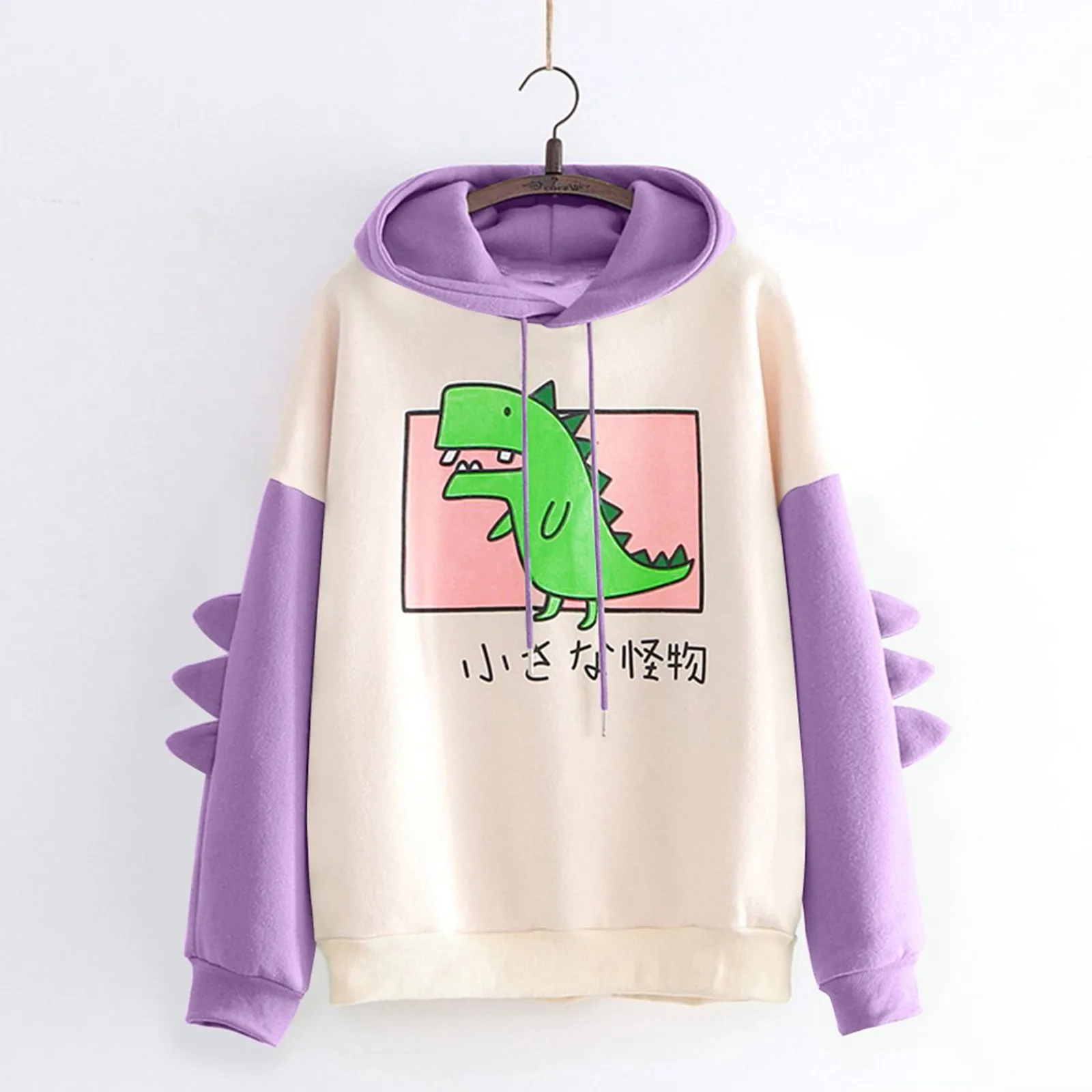 ISHOWTIENDA Fashion Women Casual Print Long Sleeve Splice Dinosaur Sweatshirt Tops Women Sweetshirts Худи Оверсайз Женские
