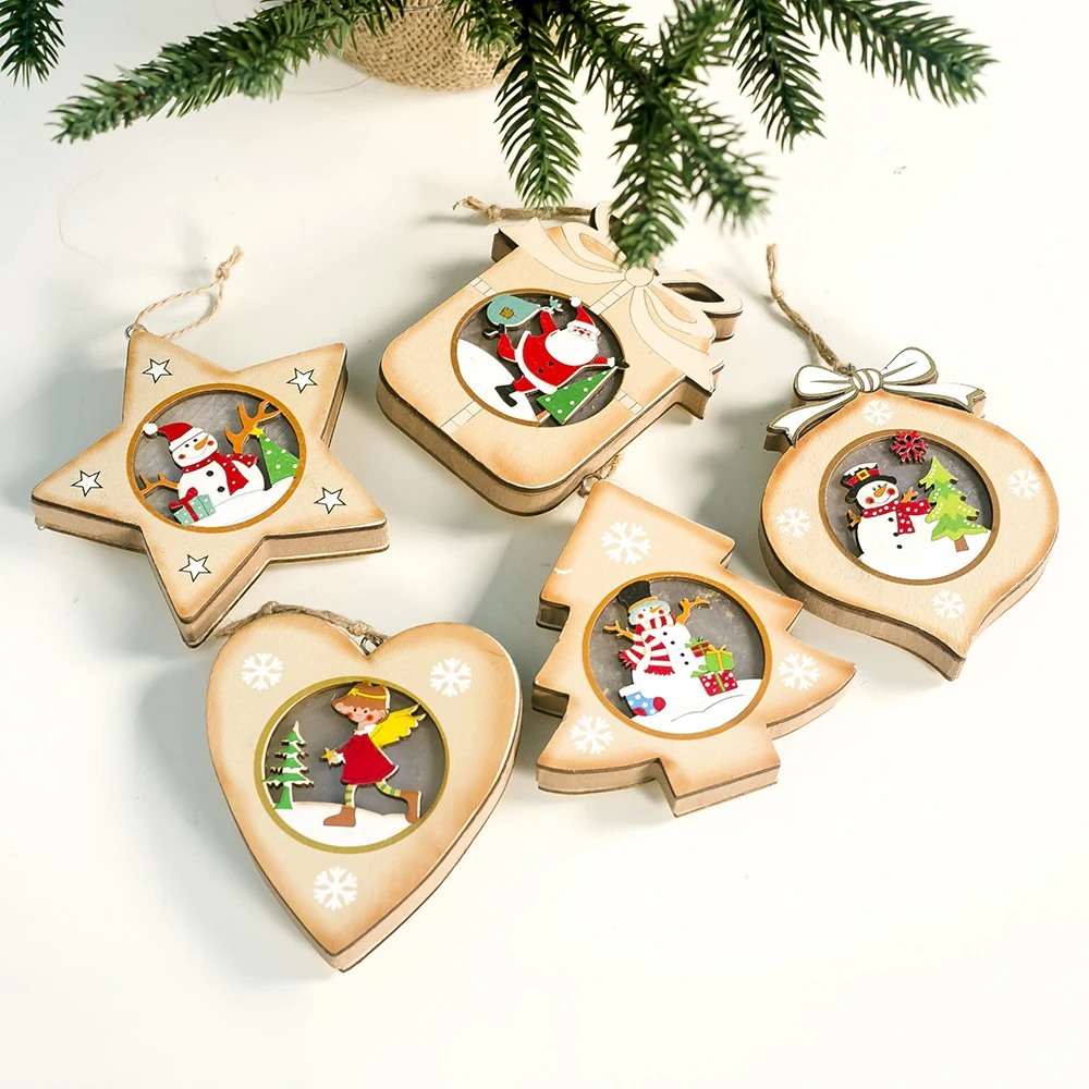 Рождественское деревянное сердце/лук/форма звезды/Рождественский подарок/форма