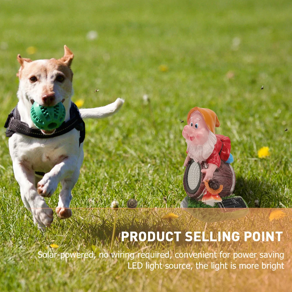 

1Pc Solar LED Spotlight Waterproof Cartoon Mushroom Elf Shape Light Resin Decor