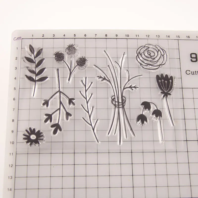 Трава цветы Искусственная резина штамп лист для скрапбукинга фотоальбома