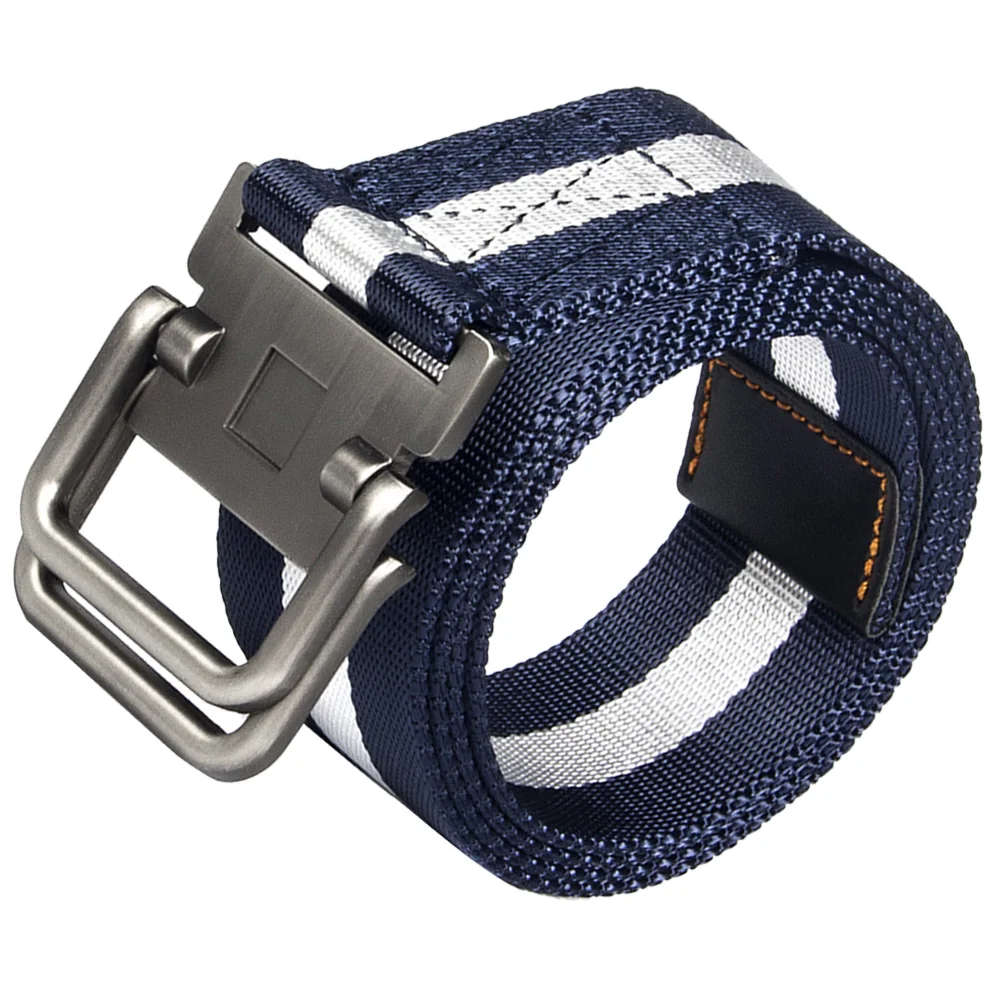 

Сверхмощный поясной ремень с металлической пряжкой регулируемые нейлоновые ремни поясной ремень (синий и белый)