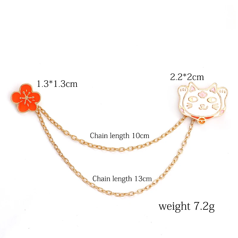 

Cute Animal Brooch Cartoon Lucky Cat Enamel Cherry Blossom Pin Ladies Fashion Alloy Christmas Lapel Red Badge New Year Gift