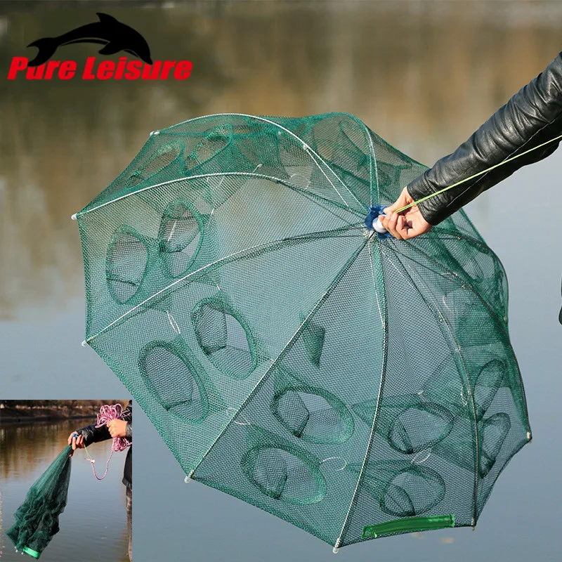 Обновление 4 12 отверстий Складные портативные рыболовные сети мелки рыба