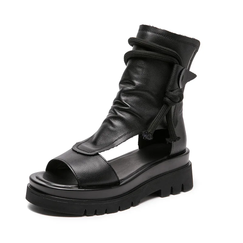 

Genuine Leather Ankle Boots Women Summer Sandals Shoes Rome Ankle Shoes 2021 Platform T Strap Summer Shoes for Women Sandals
