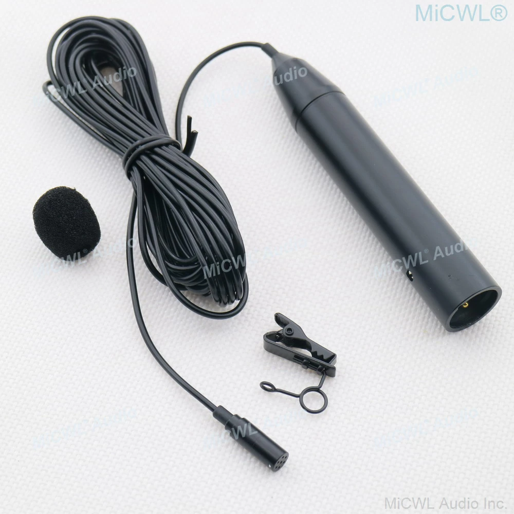 MiCWL XLR 48 В фантомное питание 3Pin петличный микрофон зажим для галстука 5 м провод