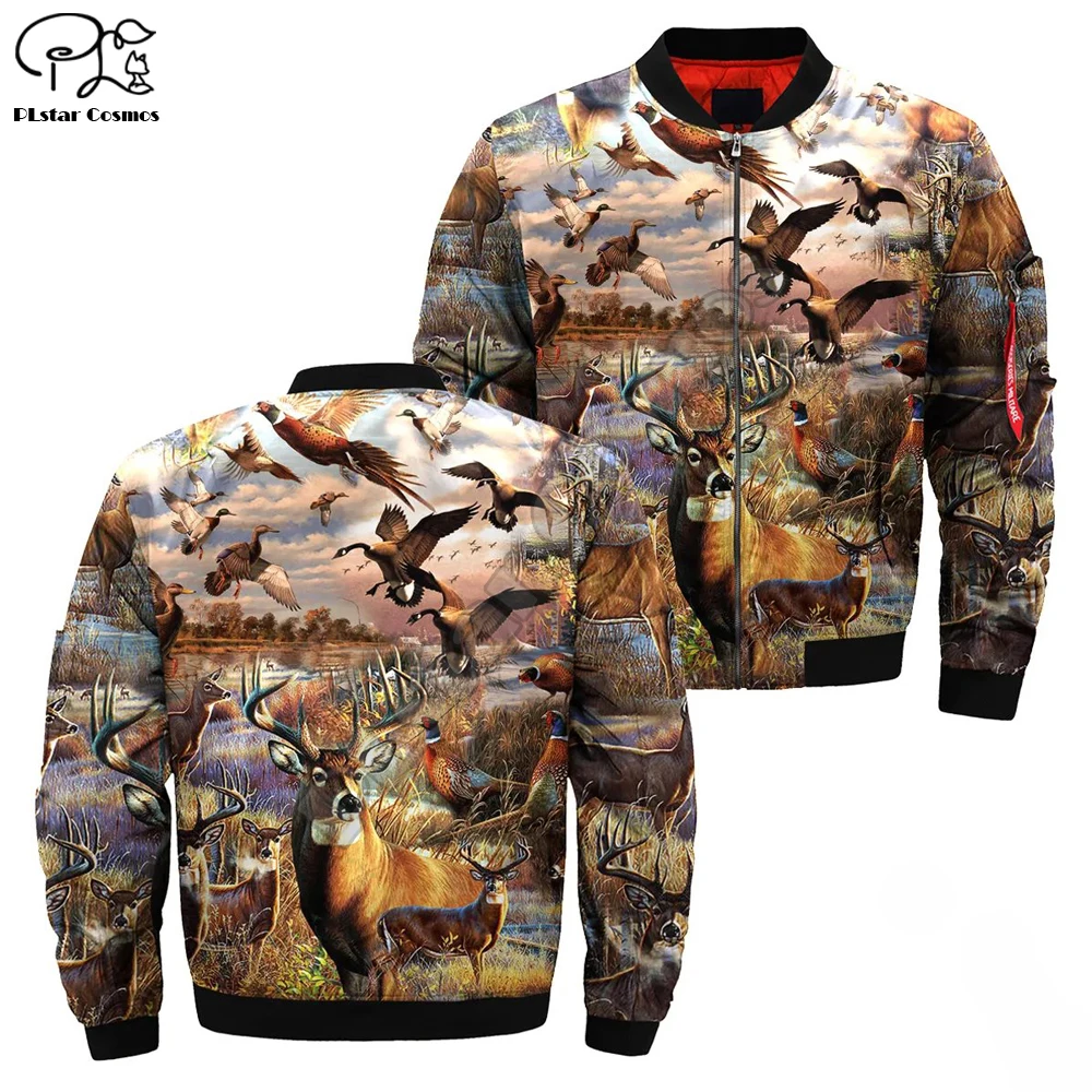 Новейшая модель Курточка бомбер 3D Лесной олень зима толстые куртки с застёжкой