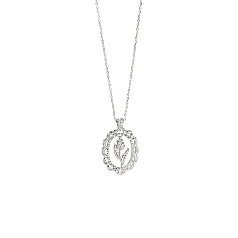 

Elegant 925 Sterling Silver Tulip Flower Pendant Necklaces For Women Neck Chain, New Gold Color Necklace Woman Jewelry Gifts