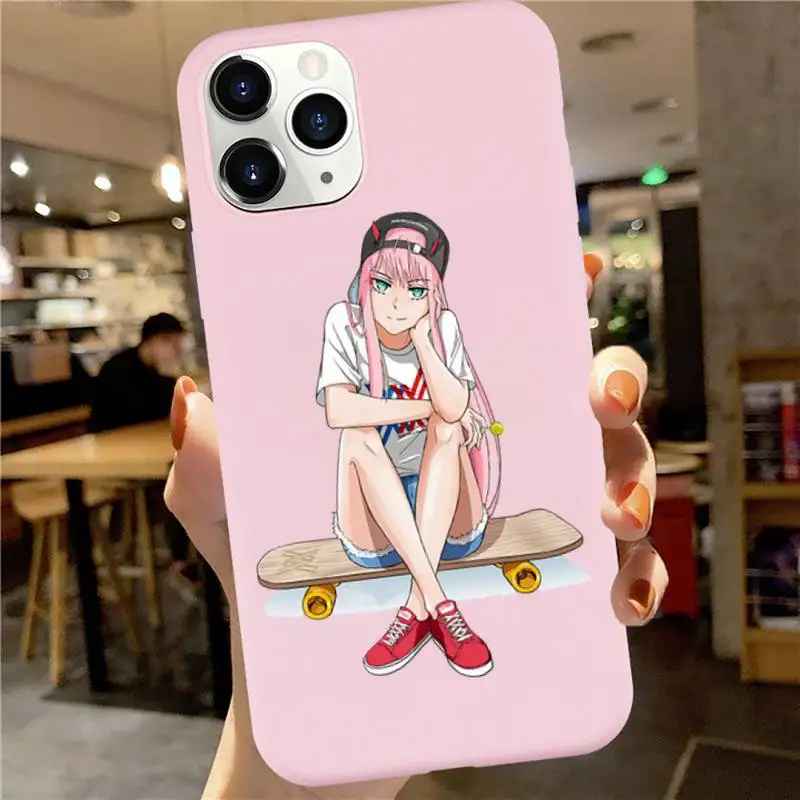 

Darling in the FranXX Phone Case Pink Candy Color for iPhone 6 7 8 11 12 s mini pro X XS XR MAX Plus