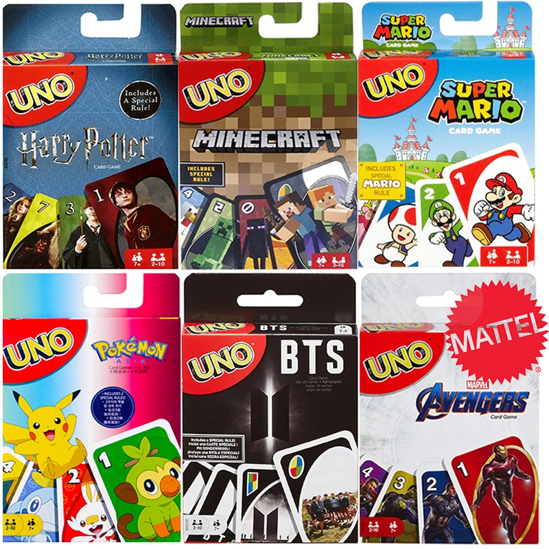 

Mattel Uno Avengers Bts Harri Potter Pokemon Uno Entertainment Board Poker Cards Game for Kids Christmas Halloween Gift Toys