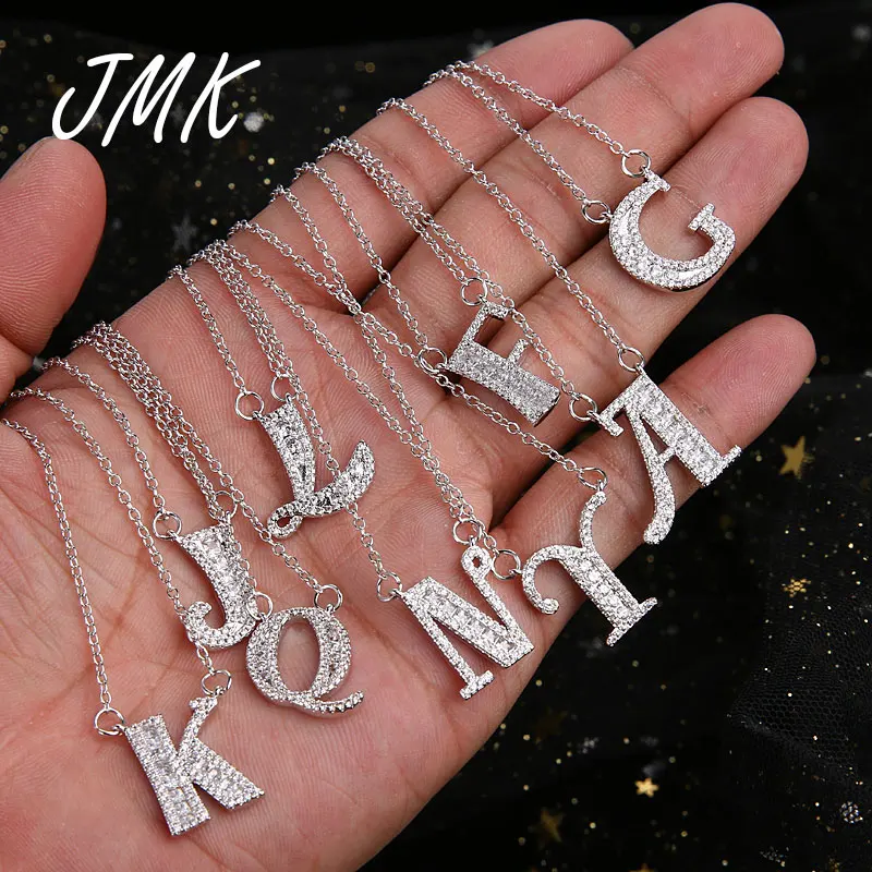 

JMK New 26 Letter Cubic Zirconia Necklace 18k Gold Pendant Necklace For Men Women Name Birthday Gift Fashion Custom Jewelry