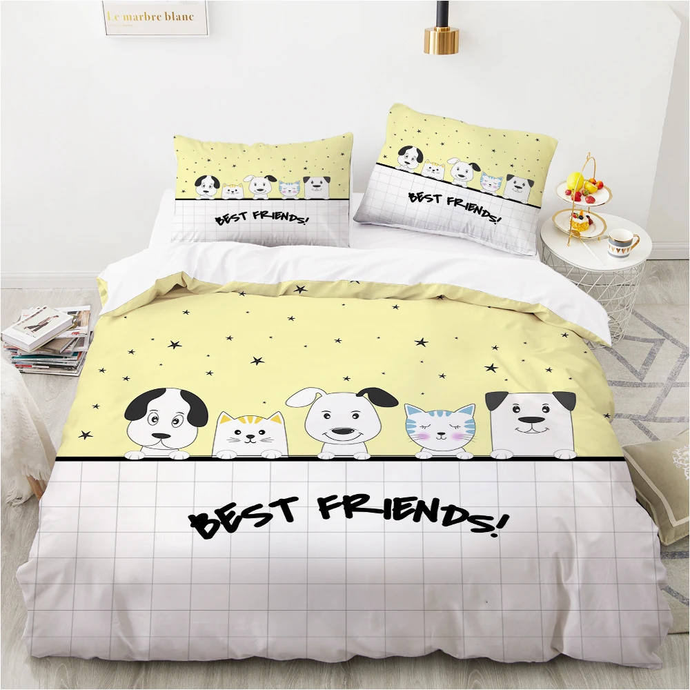 

Animal Cartoon Kids Bedding set for children baby girls Duvet cover set pillow case Bed linens Quilt cover 240x220 140x200 dog