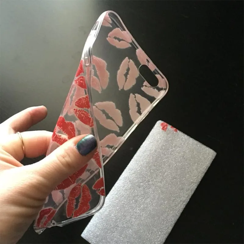 Чехол для телефона Macaroons Lips Cake Yoga с узором iPhone 12 11 Pro 6S 5S Xs Max 7 8 plus прозрачный мягкий