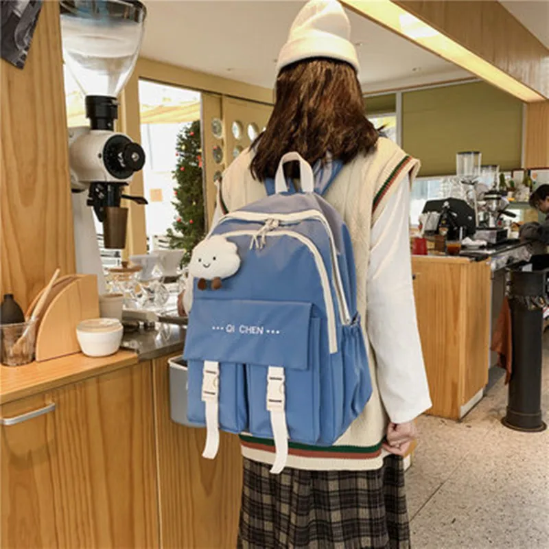 

Японские милые водонепроницаемые женские рюкзаки для ноутбука, многоразовый популярный холщовый рюкзак для колледжа, парная сумка унисекс...