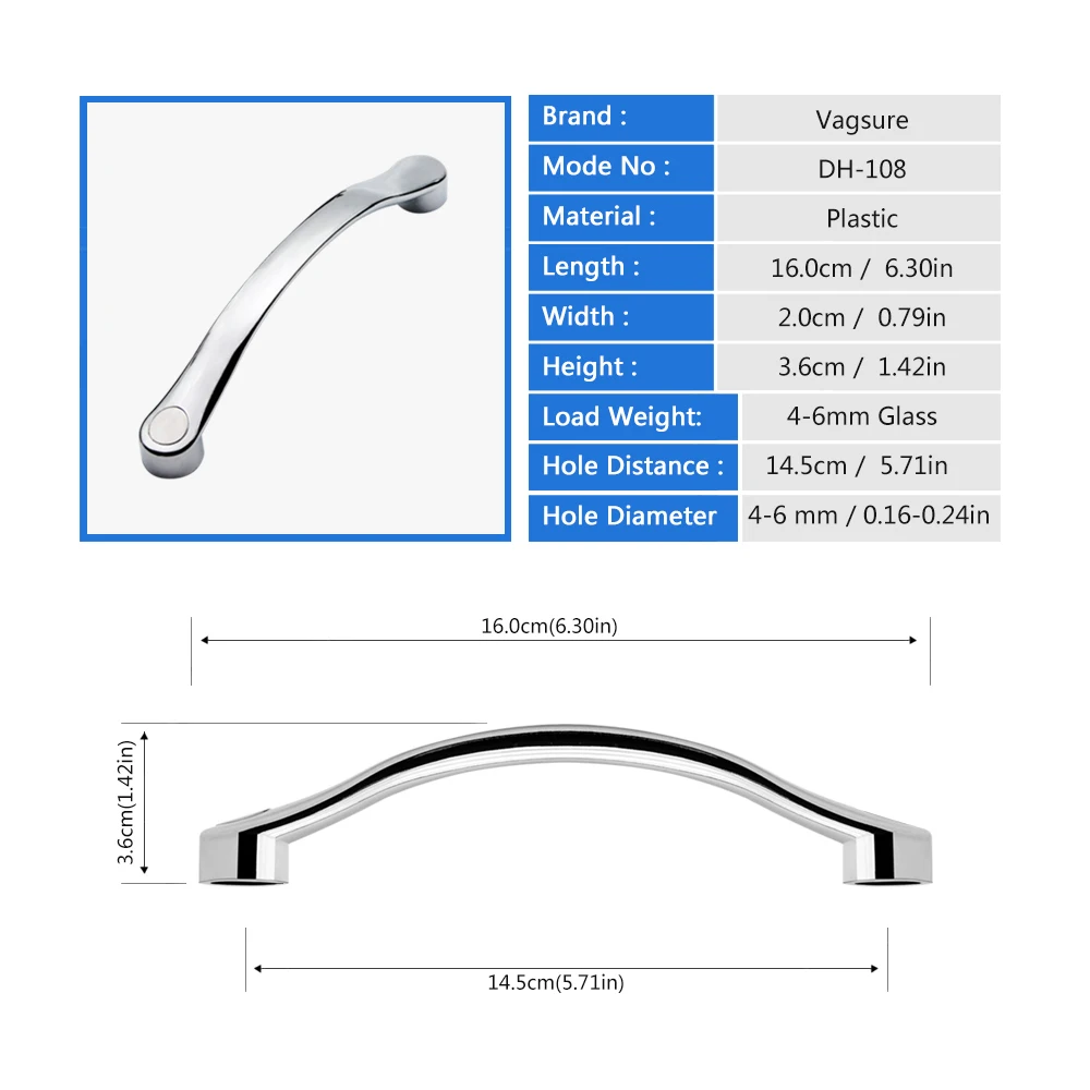 1 пара Пластик гальваническим расстояние между отверстиями 14 5 см Стекло душевая