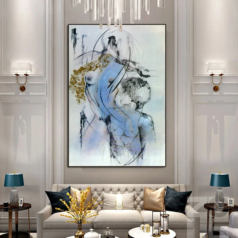 Холст сексуальные фотообои телесного цвета мужские и женские принты на стену