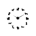 Настенные часы с зеркальным эффектом, бескаркасные гигантские настенные часы сделай сам с рисунком таксы, щенка, собаки, сосиски, большие