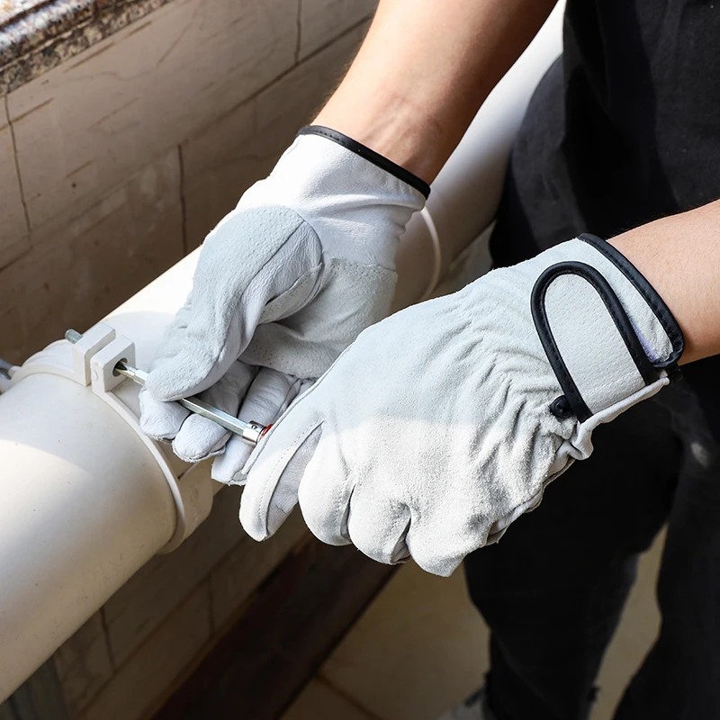 Рабочие перчатки HENDUGLS кожаные белые утолщенные износостойкие защитные в стиле