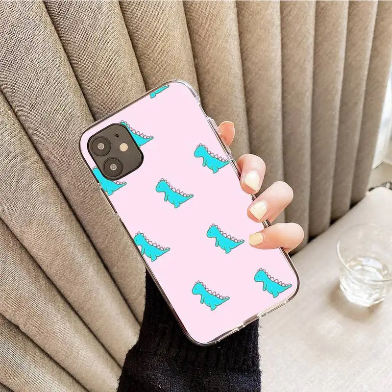

Cute Dinosaur Baby Fashion Lovely Phone Case For iphone 7 8 plus x xr xs 11 12 mini pro max transparent nax fundas cover