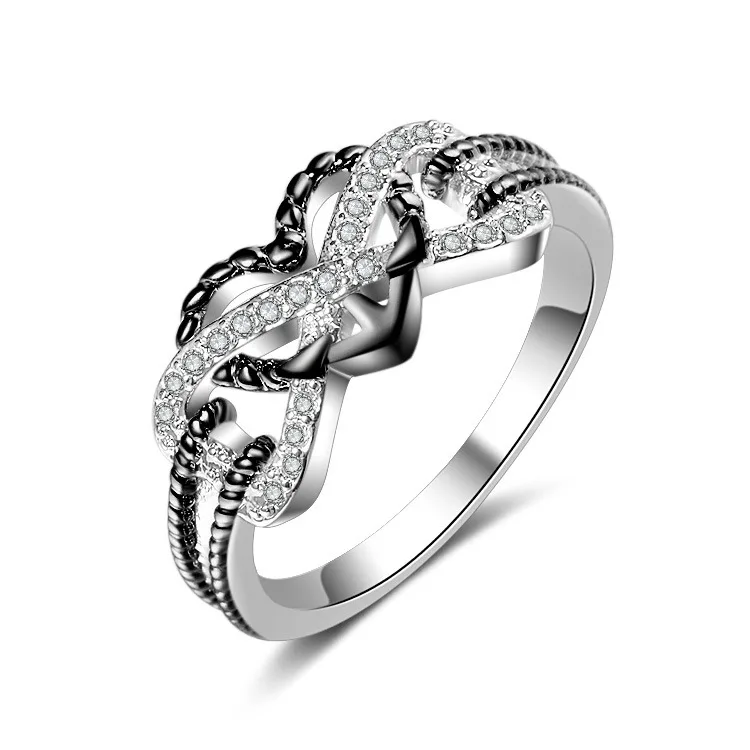 

Silver Plated Infinite Heart-shaped Zircon Ring Eternal Ring Endless Love Gift Ring Lady Wedding Party Jewelry Lover Gift