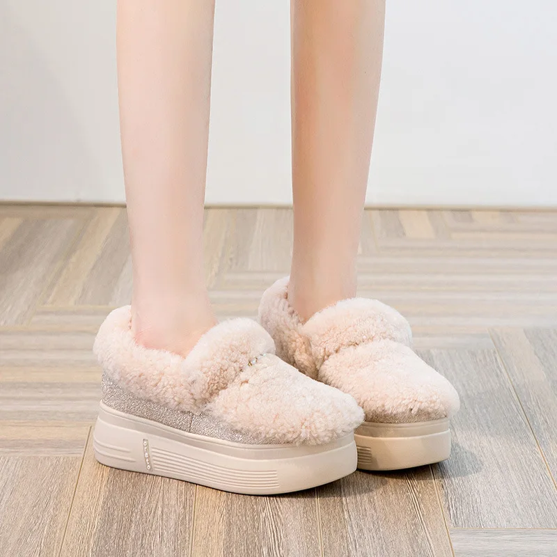 2021 Brand New Thick Platform Plush Cotton Shoes Women Wedges Snow Boots Winter Keep Warm Ankle Casual Boots
