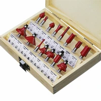hot 14 15pcs carbide shank wood router set woodworking cutter trimming knife forming milling cutter pack in wood case