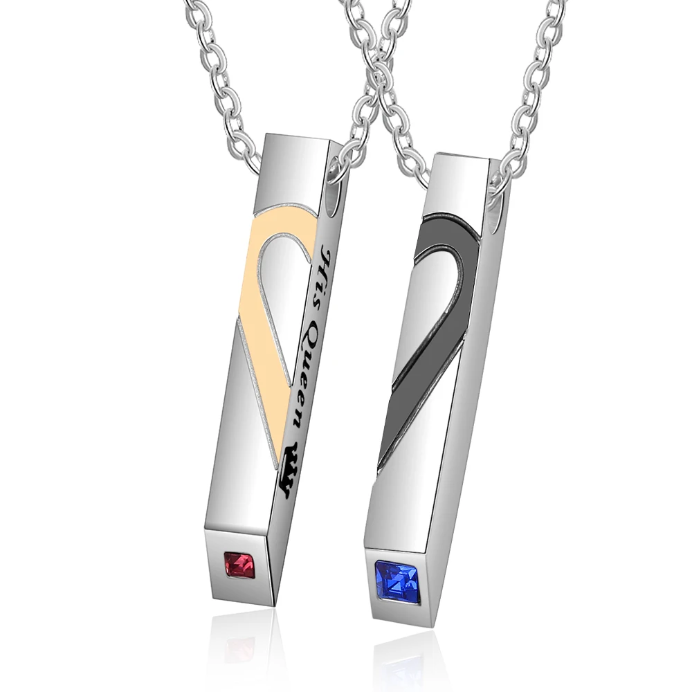 Personalized Chain Necklace For Couples Stainless Steel Customized Vertical Bar Pendant with Birthstone Promise Jewelry | Украшения и