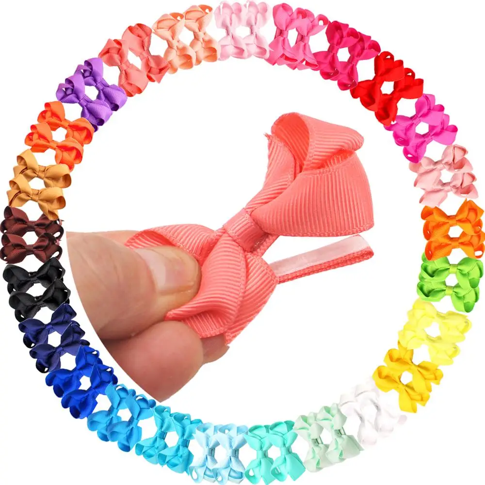 

50PCS 2Inch Baby Girls Hair Bows Grosgrain Ribbon Mini Bows with Alligator Hair Clips Fully Lined for Fine Hair Infants Newborns