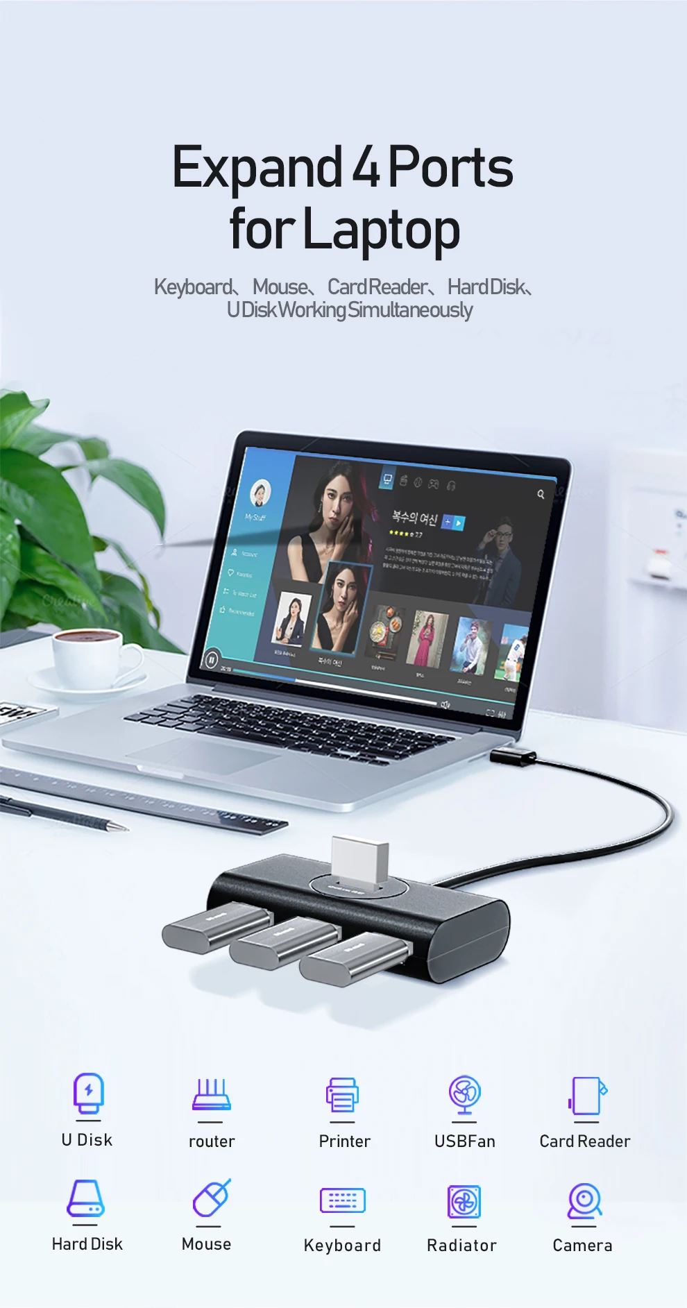 Unnlink 4 Порты и разъёмы usb-хаб USB 3,0 высокоскоростной разветвитель 5 Гбит/с USB удлинитель 0,25 м 0,5 м 1 м 1,5 м 2 м для Deskto ноутбук Тетрадь