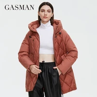 gasman 2021 new winter jacket womens collection warm jacket mid length grace with unusual design women coats brand parka 8198