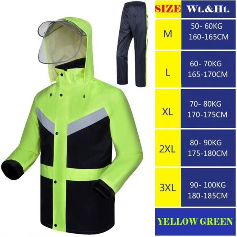 

Raincoat Suit Impermeable Waterproof Reflective Strip Men Women Rain Cover Hooded Motorcycle Poncho Rainwear Hiking Fishing