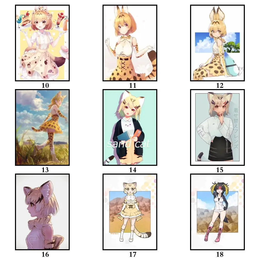 50 Дизайнов Постер Kemono Friends из белой бумаги маскарадная Наклейка на стену для