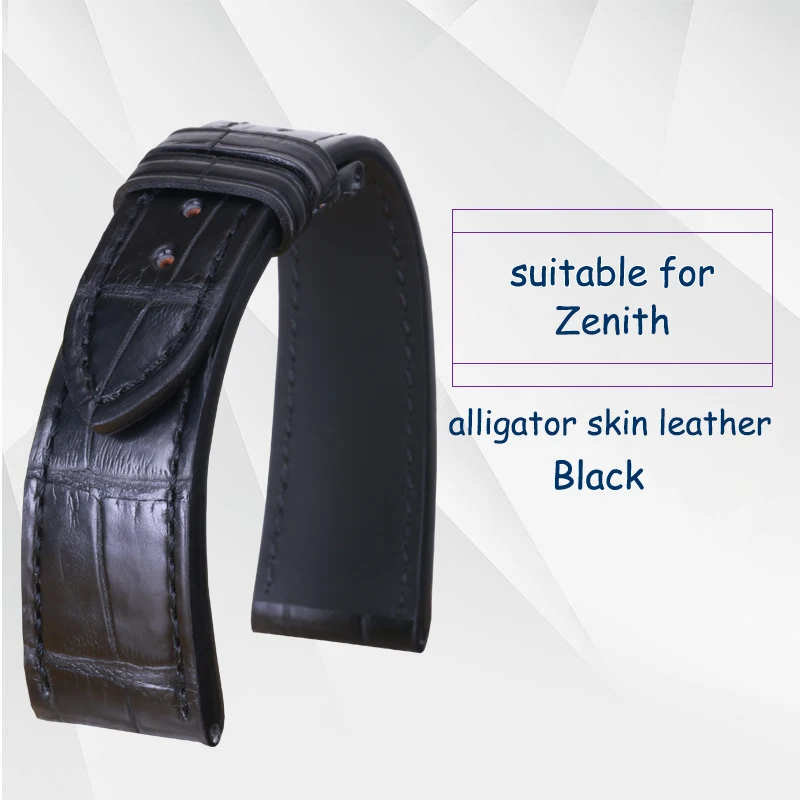 Black without Buckle Pesno подходит для Зенит черный коричневый часы аксессуар Аллигатор средний блеск крокодиловая кожа ремешок для часов для мужчин ремешок для часов - Цвет ремешка: Black without Buckle