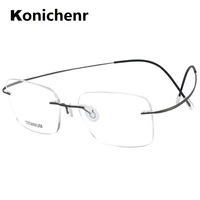 konichenr pure titanium optical rimless glasses men 2021 square prescription eyeglasses frames women myopia screwless eyewear