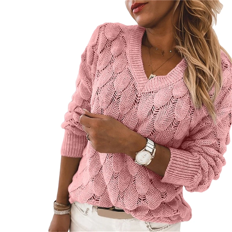 

Women Knitted Sweater Autumn Winter Long Sleeve V Neck Jumper Pullovers Casual Streetwear Fashion Coat