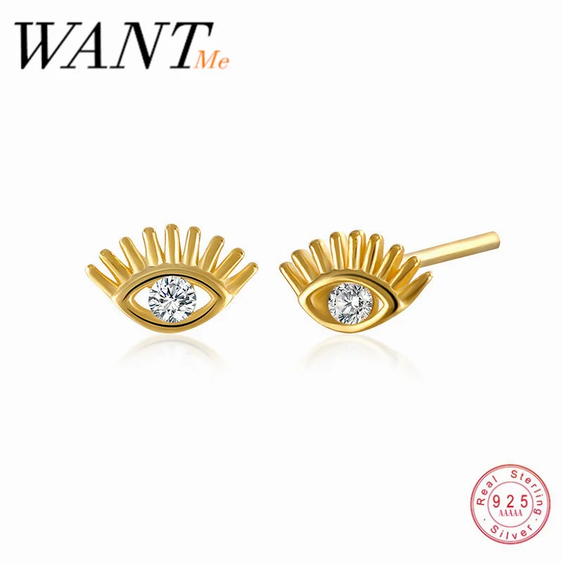 Женские серьги пусеты WANTME минималистичные из 100% серебра 925 пробы с белым