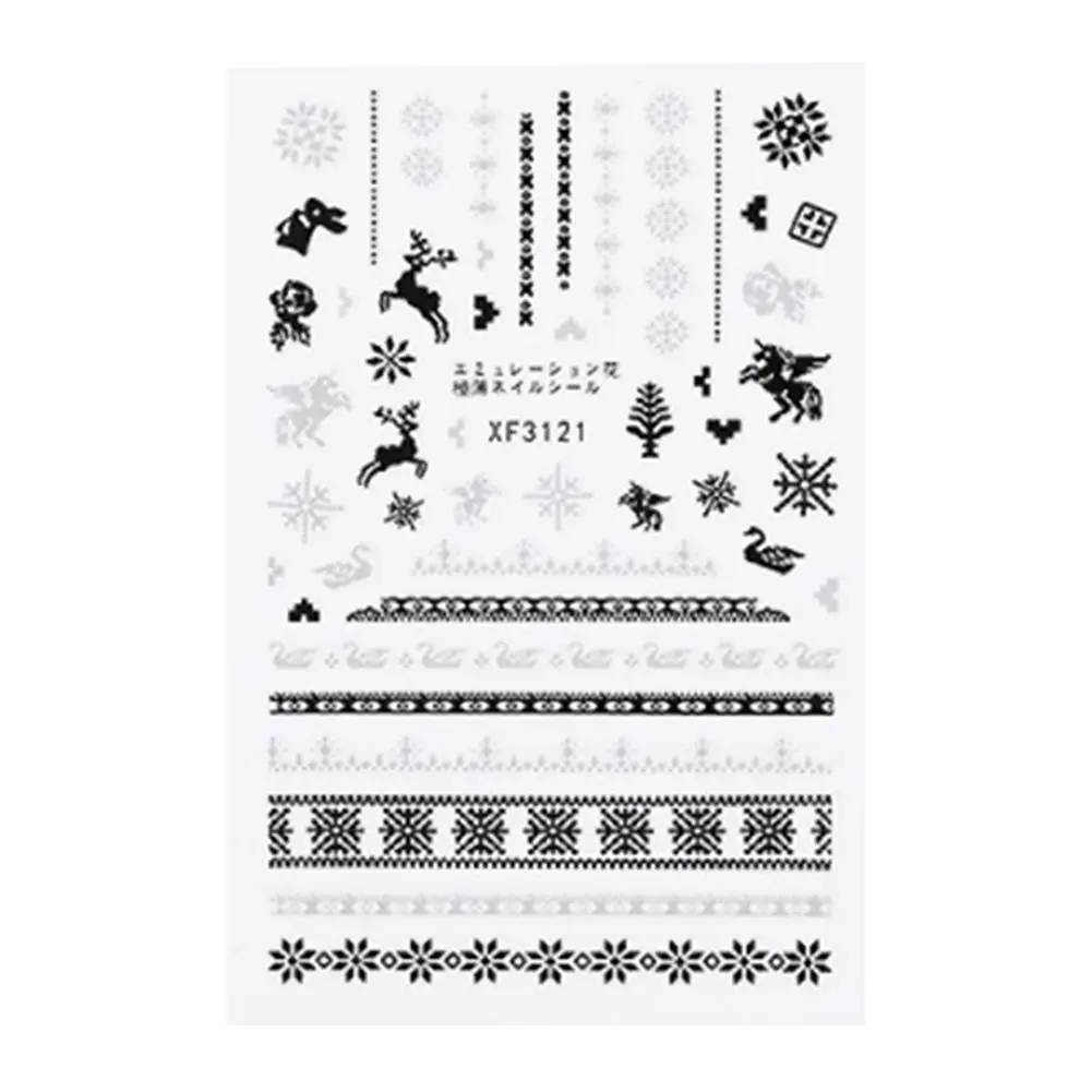 Рождественский стикер для маникюра 3D серия с рисунком из мультфильма Снежинка