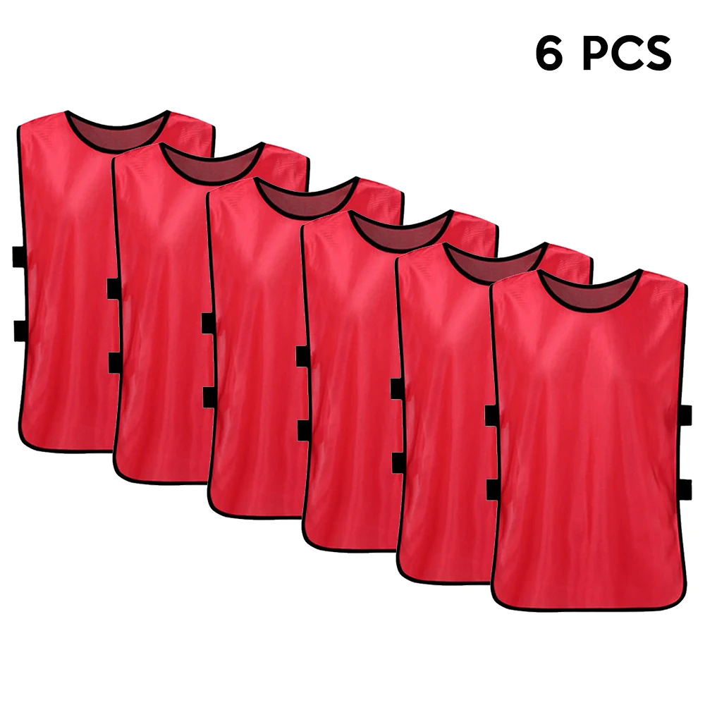 Red 6pcs Взрослые 12 шт футбольные пинни быстросохнущая футбольная безрукавка майки Scrimmage спортивный жилет дышащий командный тренировочный нагрудник нагрудники для футбола - Цвет: Red 6pcs