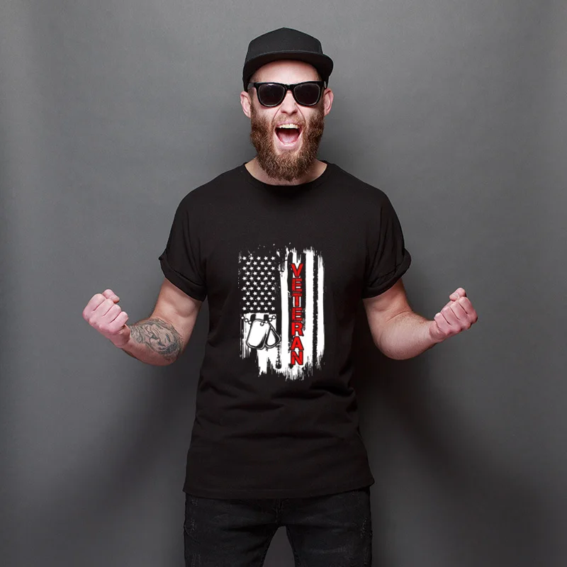 

Wholesale American Veteran Flag Regular Personalized Tee-Shirt Cool Adult T-Shirt Oversized Casual T-Shirts Hipster