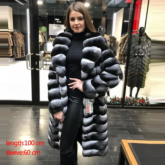 photo color YZ Future Chinchilla, Женское зимнее пальто из кролика Рекс, пальто из натурального меха, куртка с меховым воротником, классический стиль, мода - Цвет: photo color