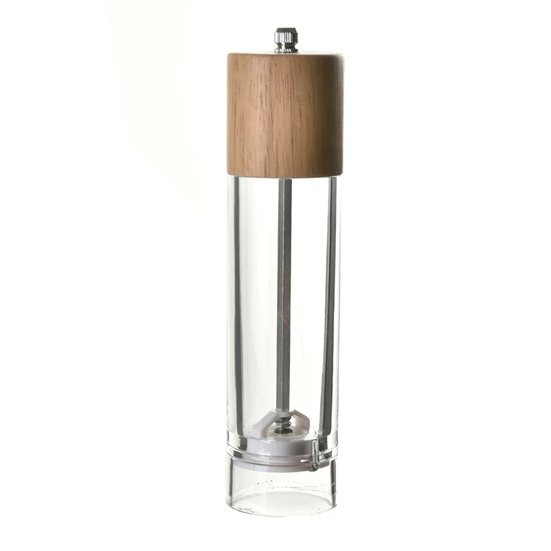 

Wooden Cover Acrylic Transparent Pepper Mill Freshly Ground Pepper Powder Seasoning Bottle Seasoning Bottle Kitchen Tool